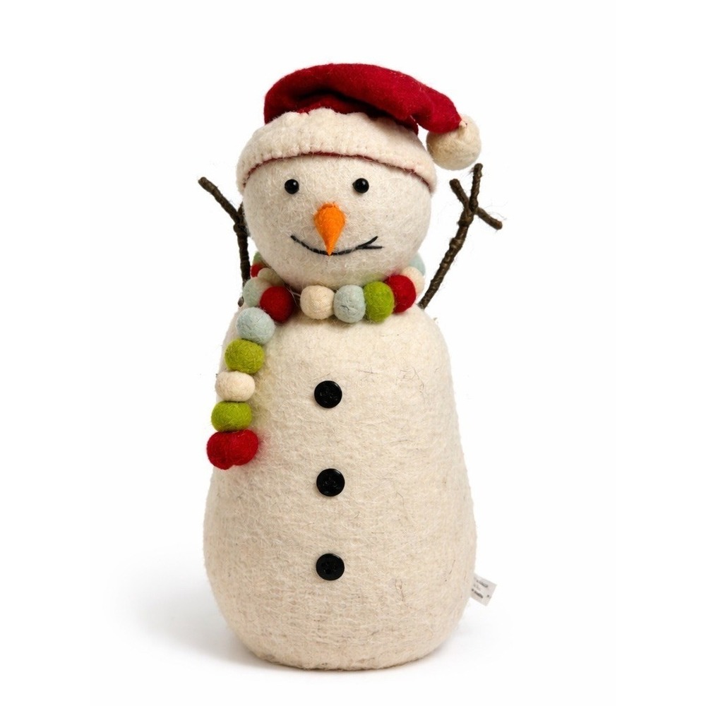 Hand Felted Wool  Snowman‎ 12" Scandinavian Christmas Nordic Artisan Holiday